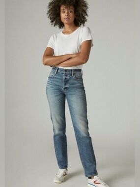 NWT Lucky Brand Drew Mom High Rise Taper Comfort Stretch Jeans Size 26.